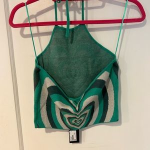 Green halter heart top